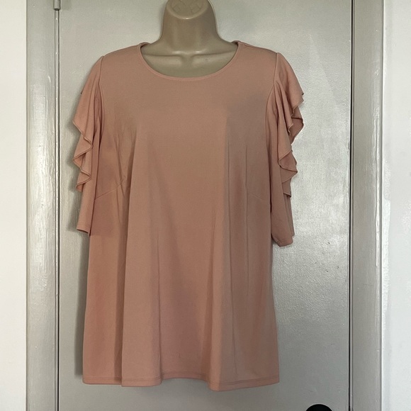 ⭐️ Bogo ⭐️ 🎈Eloquii peach Sz 18 cold shoulder top blouse - Picture 2 of 13